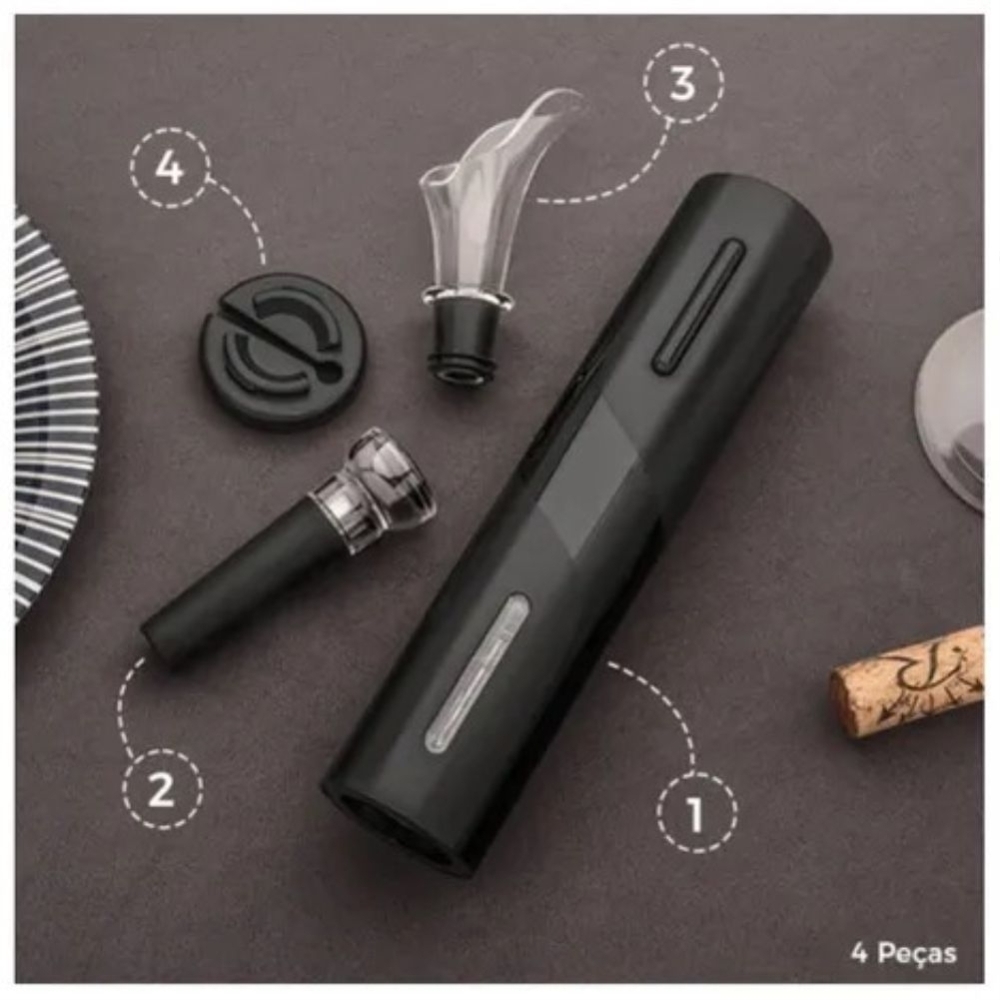 Abridor De Vinho Elétrico Saca Rolhas Automático A Pilha